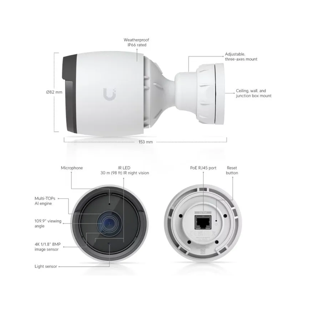 [UVC-G6-BULLET] Caméra Ubiquiti UVC-G6-bullet blanc 8 MP 4K PoE