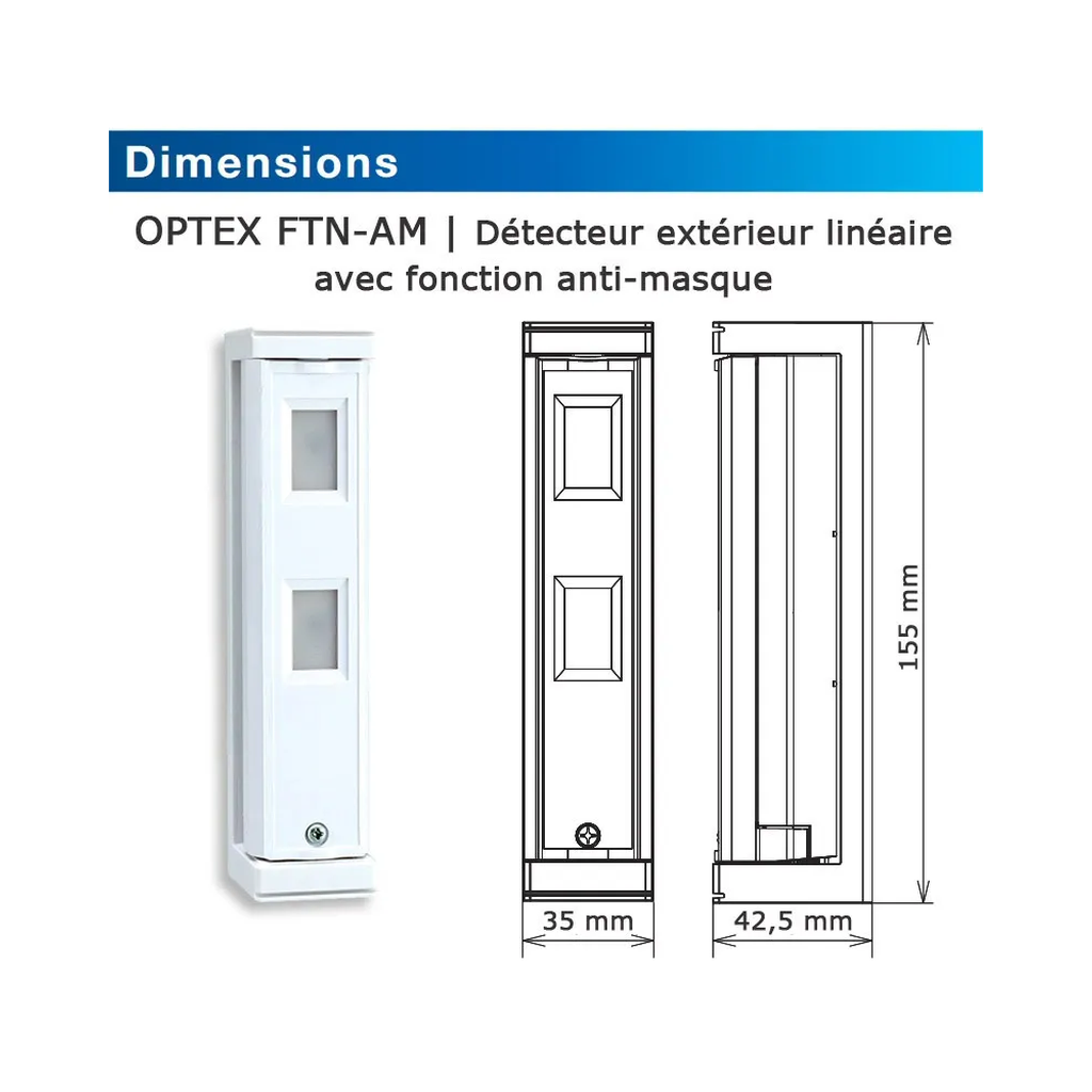 [FTN-AM] Détecteur Optex extérieur IR linéaire filaire