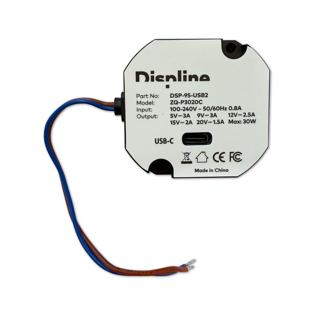 [ZQ-P3020C] Alimentation Displine murale encastrée 30 W avec USB-c